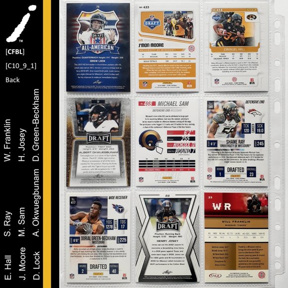 Missouri Tigers 9 Card Lot [CFBL] [C10_9_1] - Picture 2 of 8